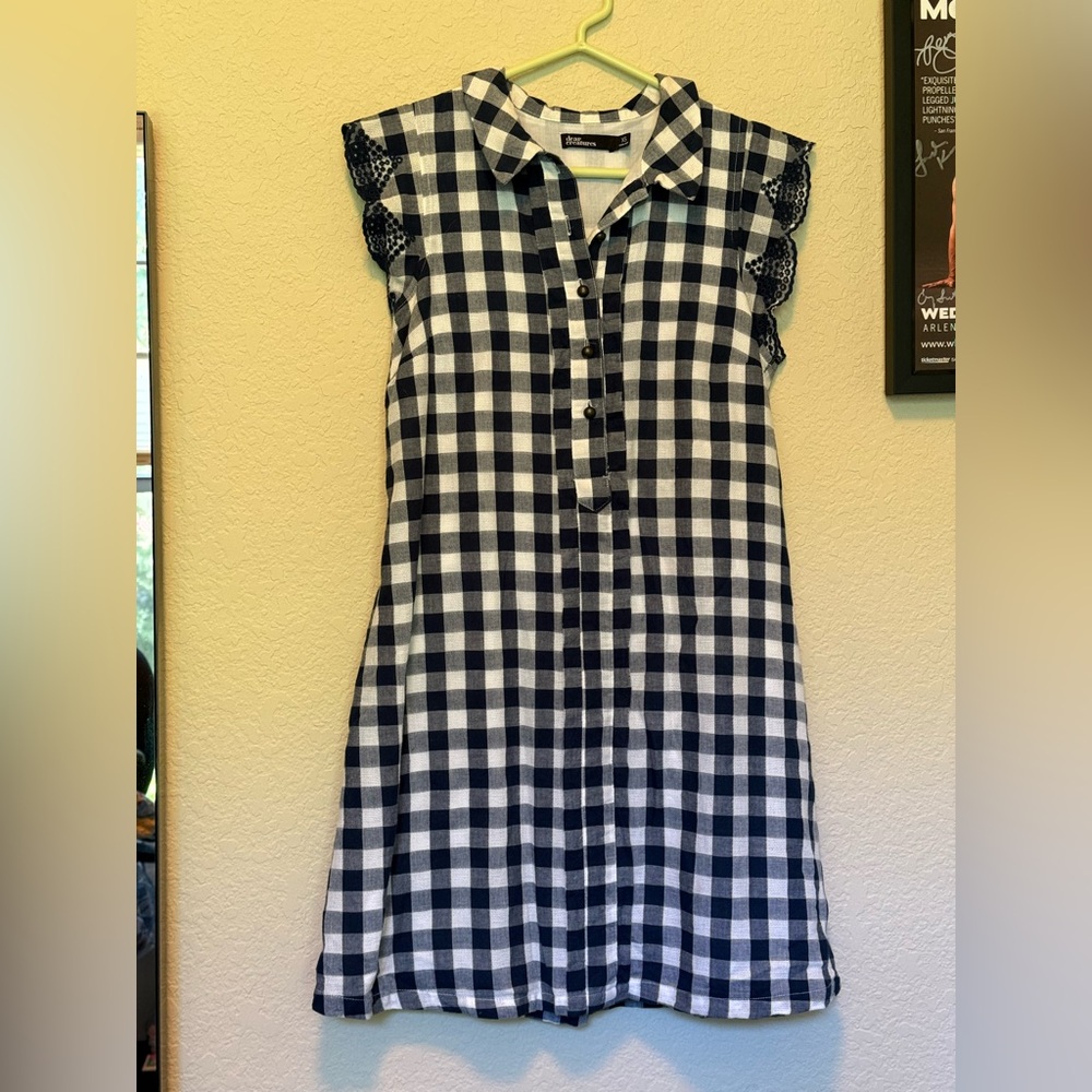Dear Creatures Navy and White Checkered tunic Dress - size XS